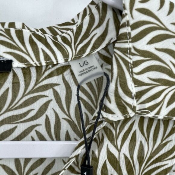 T Tahari Blouse Tops Womens Large Multicolor Tropical Print Long Sleeve Collared - Picture 6 of 14